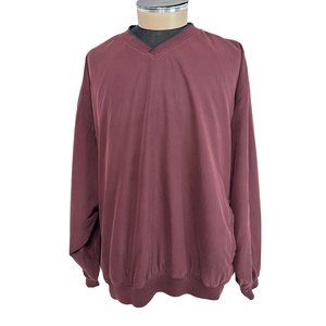 CABELAS Pullover Windbreaker V Neck Golf Style Jacket w Pockets Red Mens 3XLT